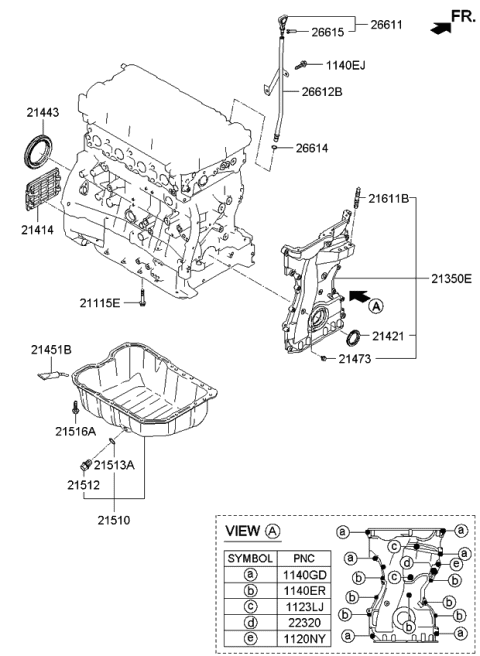 2014 Kia Sportage Cover-Tran Inspection Diagram for 2141425010