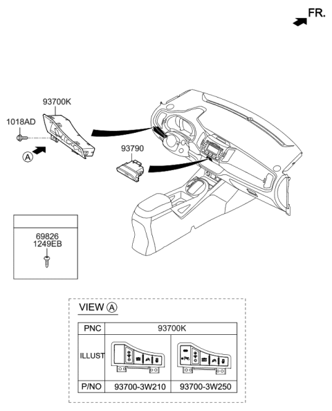 2015 Kia Sportage Switch Assembly-Crash Pad Lower LH Diagram for 937003W210GAH