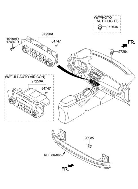 2015 Kia Sportage Control Assembly-Heater Diagram for 972503W220