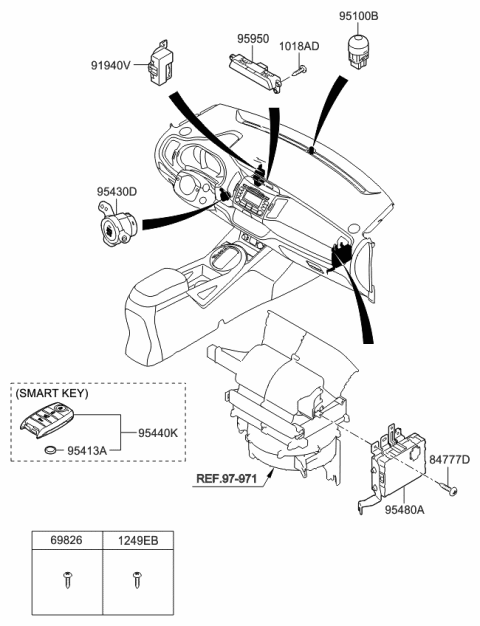 2015 Kia Sportage Button Start Swtich Assembly Diagram for 954303W950WK