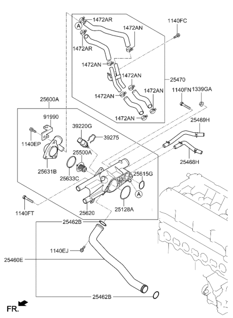 2014 Kia Sportage Coolant Pipe & Hose Diagram 2