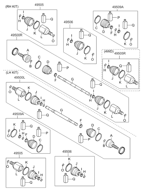 2014 Kia Sportage Joint Kit-Front Axle Differential Diagram for 495923W211