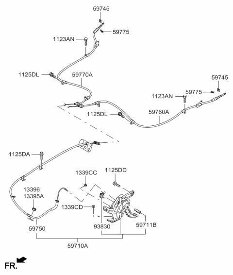 2015 Kia Sportage Cable Assembly-Parking Brake Diagram for 597703W250