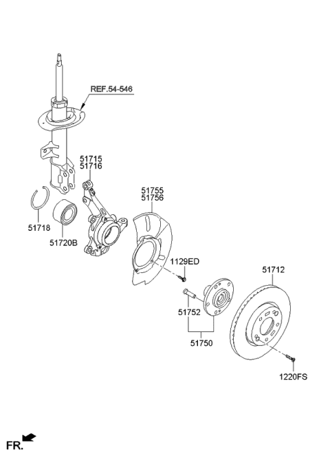 2015 Kia Sportage Front Brake Disc Dust Cover Left Diagram for 517552S550