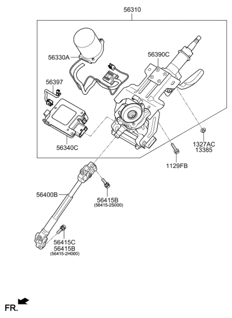 2015 Kia Sportage Steering Column & Shaft Diagram