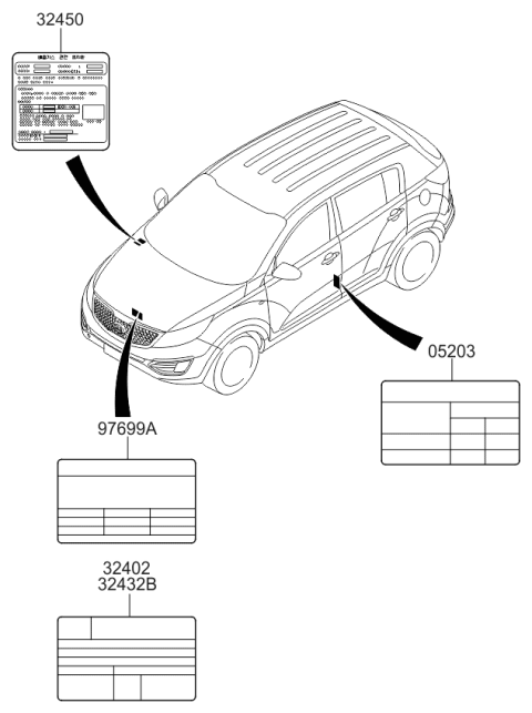 2014 Kia Sportage Label-Tire Pressure Diagram for 052033W530