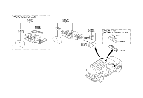 2014 Kia Sportage Cover Assembly-Front Door QUADRANT Diagram for 876503W013