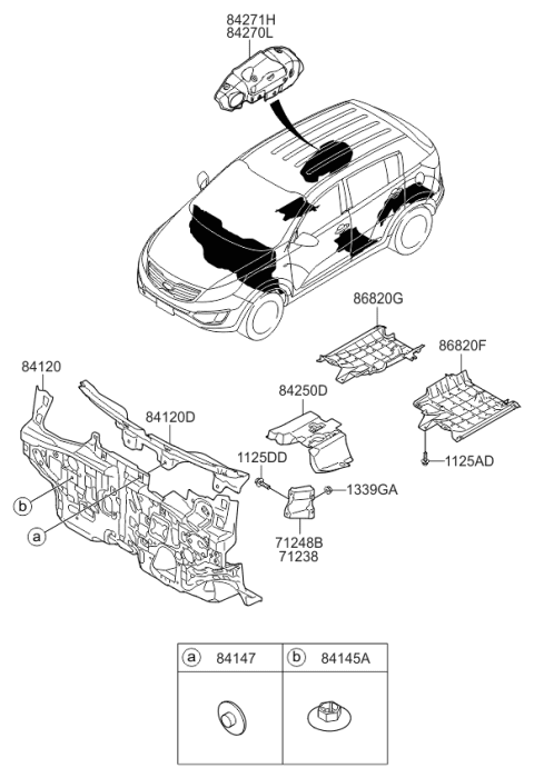 2015 Kia Sportage Pad Assembly-Front Tunnel Diagram for 842503W010