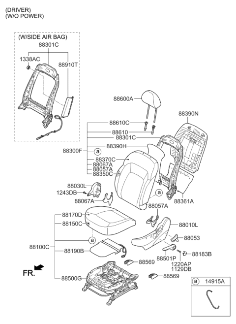 2014 Kia Sportage Cap Height Knob Diagram for 881833W000GAH