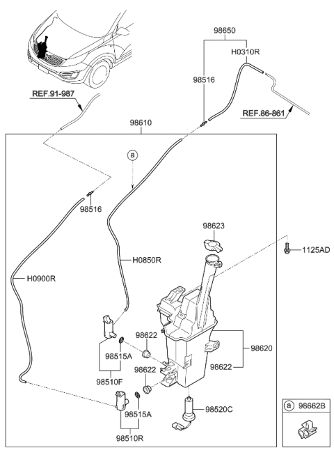 2014 Kia Sportage Motor & Pump-Windshield Washer Diagram for 985103W100