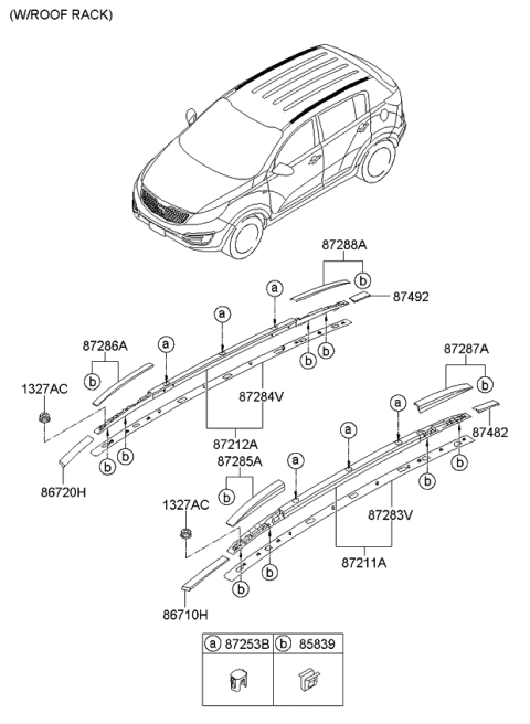 2014 Kia Sportage Roof Garnish & Rear Spoiler Diagram 2