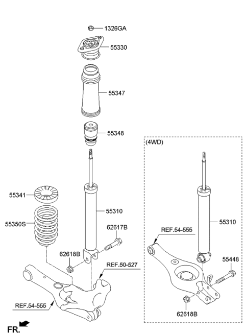 2014 Kia Sportage Rear Shock Absorber Assembly Diagram for 553113W860