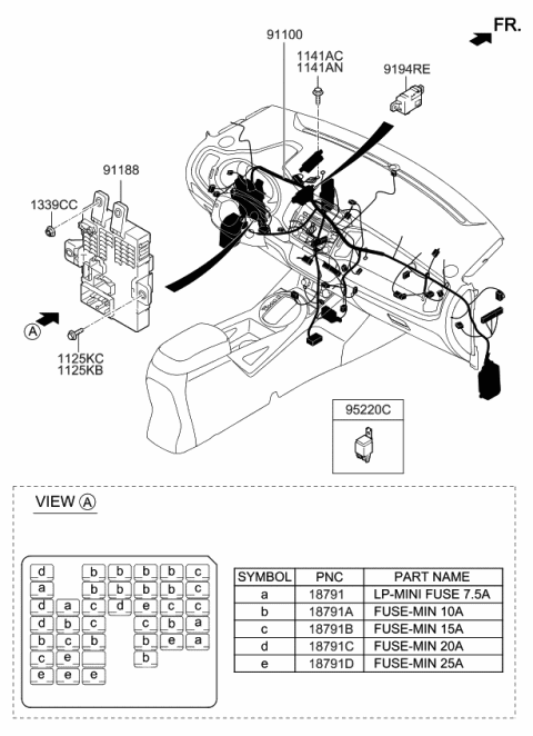 2014 Kia Sportage Instrument Panel Junction Box Assembly Diagram for 919503W013