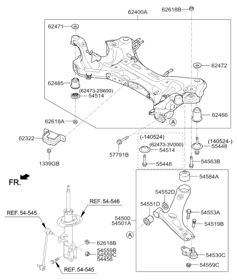 2015 Kia Sportage BUSHING-CROSSMEMBER Diagram for 624852S600