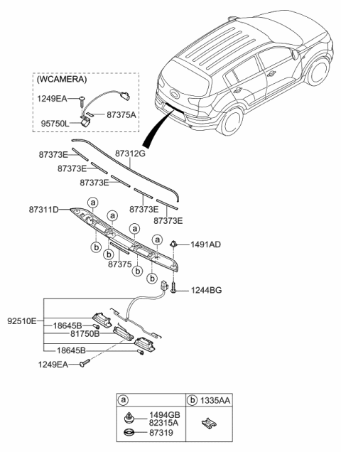 2015 Kia Sportage Camera Assembly-Back View Diagram for 957503W520