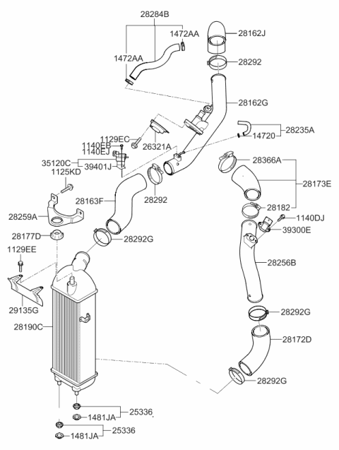 2014 Kia Sportage Bracket-INTERCOOLER Mounting Diagram for 282592G000