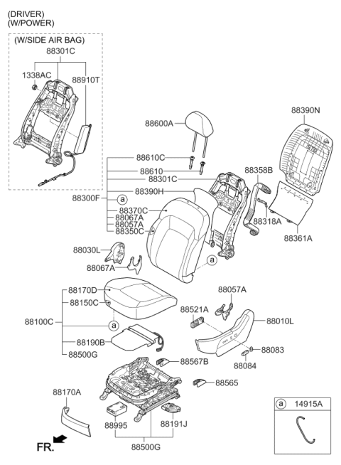 2014 Kia Sportage Shield Cover-Seat Driver Diagram for 881703W100WK