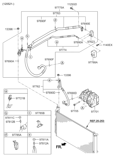 2013 Kia Optima Hybrid Cooler Line Suction Hose Diagram for 977634R100