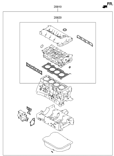 2011 Kia Optima Hybrid Gasket Kit-Engine OVEAUL Diagram for 209202GP00