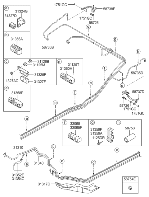 2012 Kia Optima Hybrid Protector-Fuel Tube Diagram for 313154R000