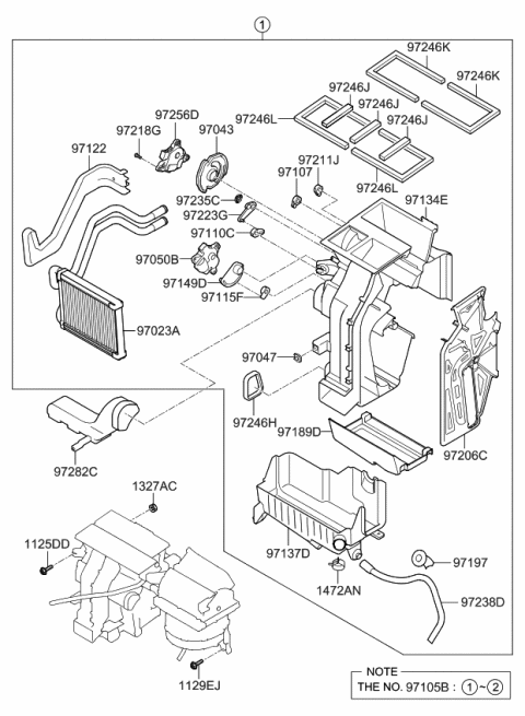 2013 Kia Optima Hybrid Heater & EVAPORATOR Diagram for 971004UDE0