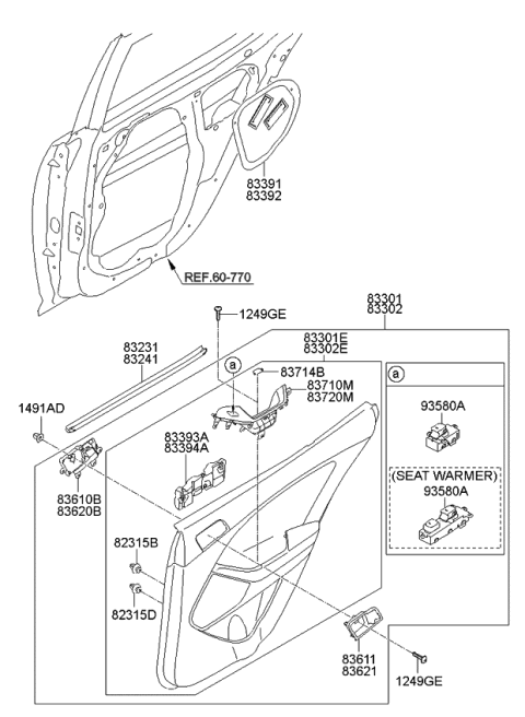 2012 Kia Optima Hybrid Handle Assembly-Rear Door Grip Diagram for 837402T000MB2