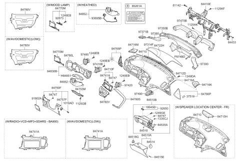2011 Kia Optima Hybrid Cover Assembly-Crash Pad Side Diagram for 847674U000VA