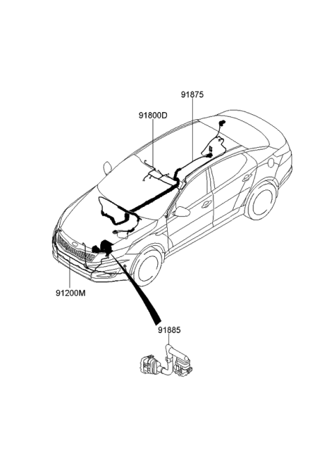 2012 Kia Optima Hybrid Cable Assembly-D/CURRENT Diagram for 918754U010