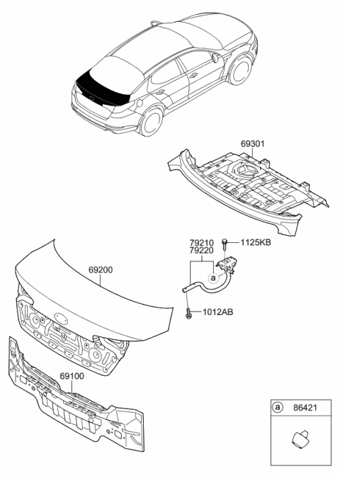 2013 Kia Optima Hybrid Panel Assembly-Trunk Lid Diagram for 692002T080