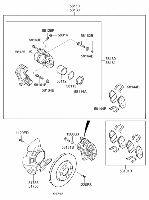 2011 Kia Optima Hybrid Brake-Front Wheel Diagram