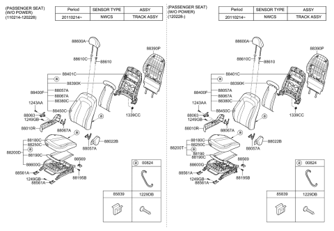 2013 Kia Optima Hybrid Seat-Front Diagram 1