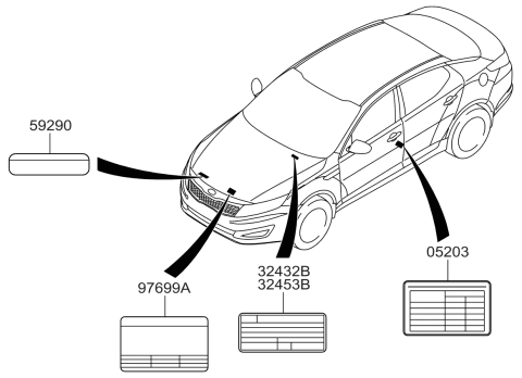 2012 Kia Optima Hybrid Label-Refrigerant Diagram for 976994U000