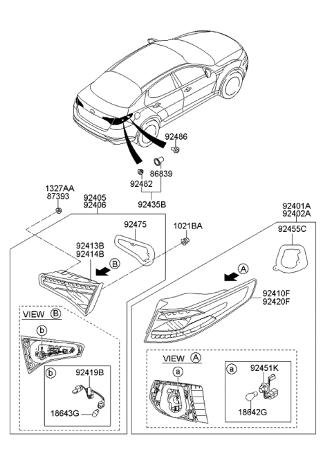 2012 Kia Optima Hybrid Lens & Housing-Rear Combination Inside Diagram for 924144U100