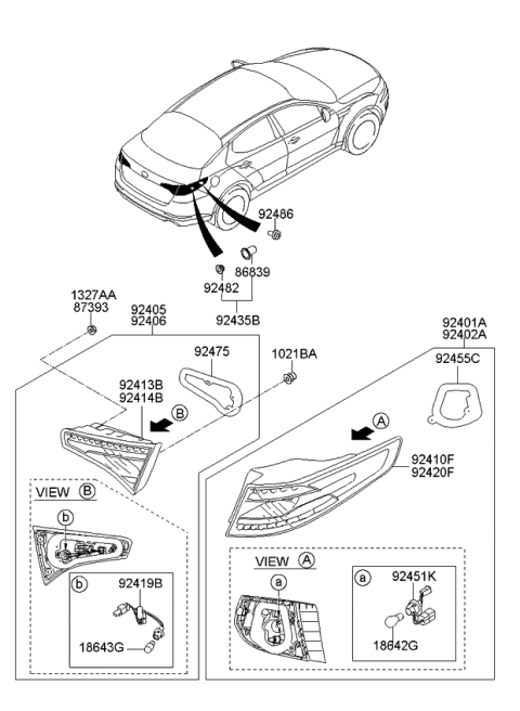 2012 Kia Optima Hybrid Lamp Assembly-Rear Combination Diagram for 924014U010