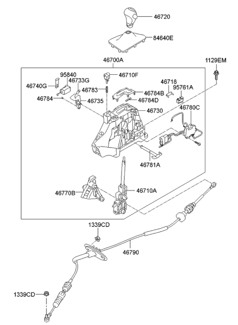 2011 Kia Optima Hybrid Shift Lever Control Diagram