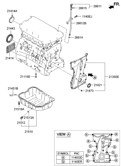 2012 Kia Optima Hybrid Belt Cover & Oil Pan Diagram