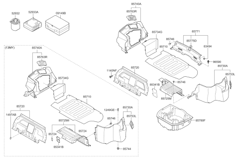 2012 Kia Optima Hybrid Pad-Luggage Partion Diagram for 857234U520