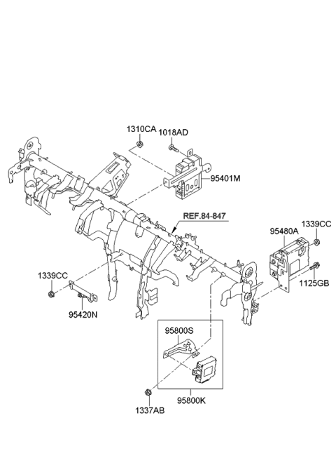 2013 Kia Optima Hybrid Tire Pressure Monitoring Sensor Module Assembly Diagram for 958004U100