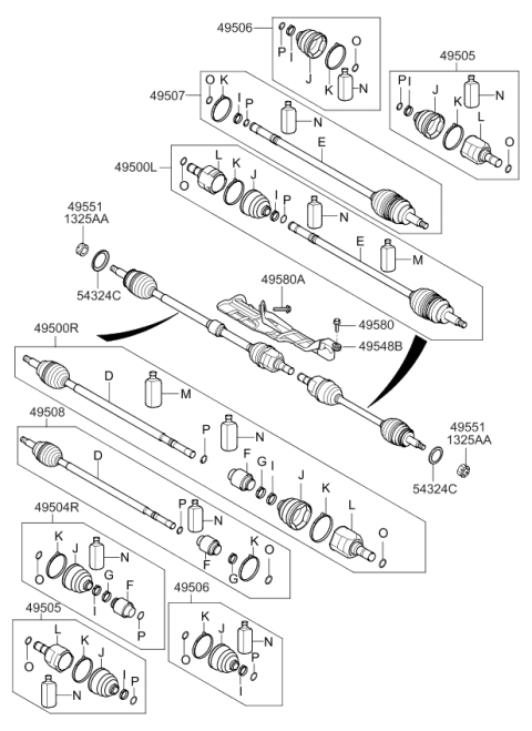 2013 Kia Optima Hybrid Drive Shaft (Front) Diagram