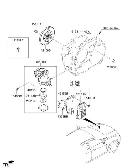 2013 Kia Optima Hybrid Pump Assembly-Electric Oil Diagram for 461203D000
