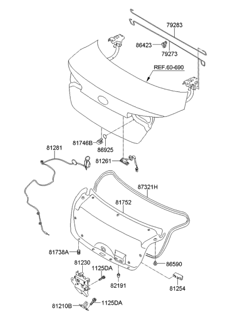 2013 Kia Optima Hybrid Trunk Lid Trim Diagram