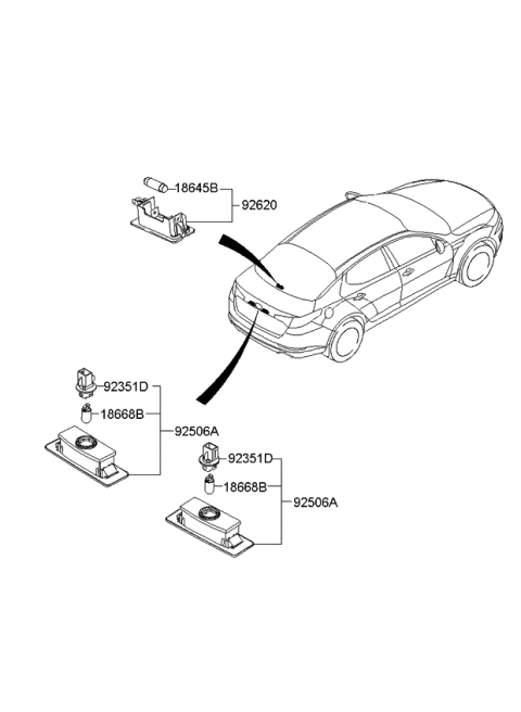 2012 Kia Optima Hybrid License Plate & Interior Lamp Diagram