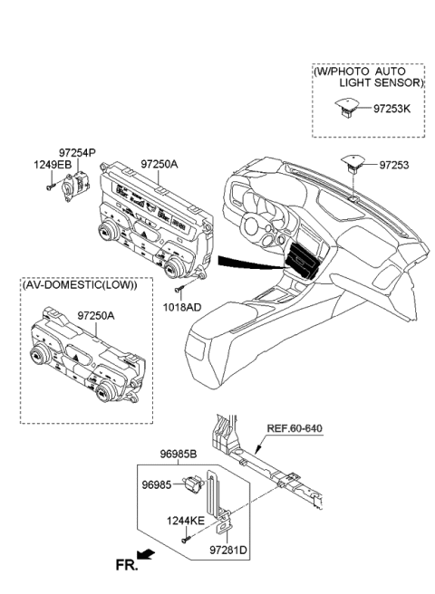 2013 Kia Optima Hybrid Control Assembly-Heater Diagram for 972504U501