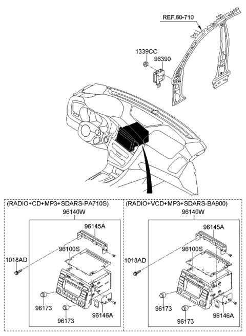 2011 Kia Optima Hybrid Control Unit Assembly-V Diagram for 963904U000