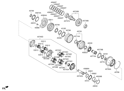 2013 Kia Optima Hybrid Bearing-Taper Roller Diagram for 457373B600