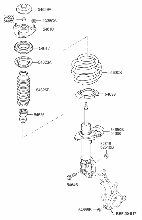 2012 Kia Optima Hybrid Front Spring Diagram for 546302T044