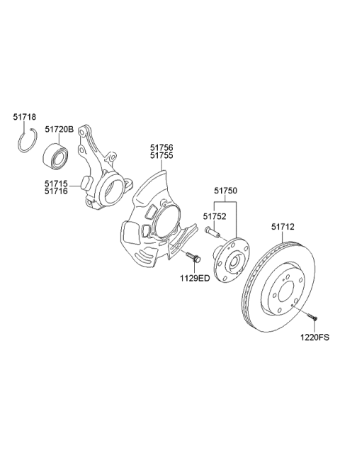 2012 Kia Optima Hybrid Front Axle Knuckle Left Diagram for 517152T010