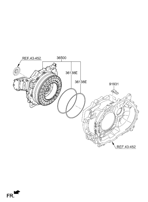 2011 Kia Optima Hybrid Traction Motor Assembly Diagram for 365003D010