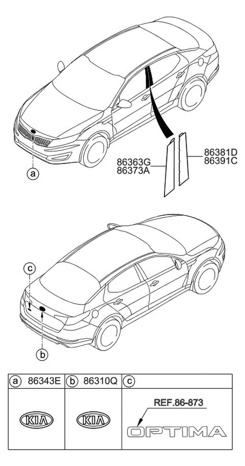 2012 Kia Optima Hybrid Emblem Diagram