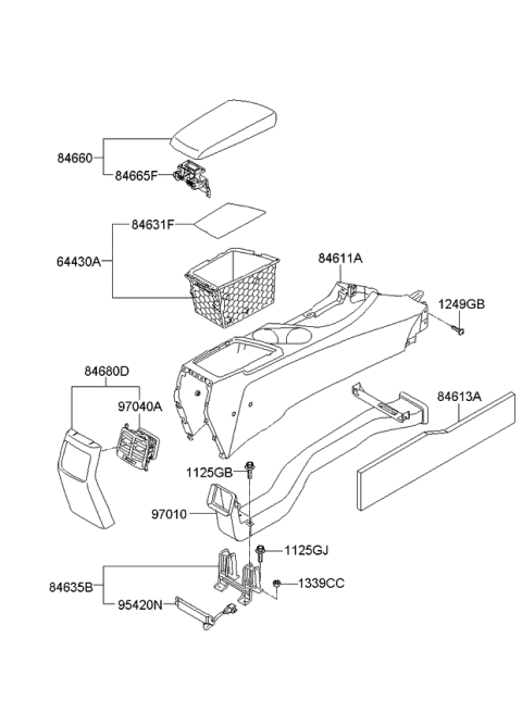 2012 Kia Optima Hybrid Console Diagram 1